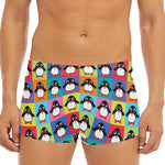 Cute Colorful Penguin Pattern Print Men's Short Boxer Briefs