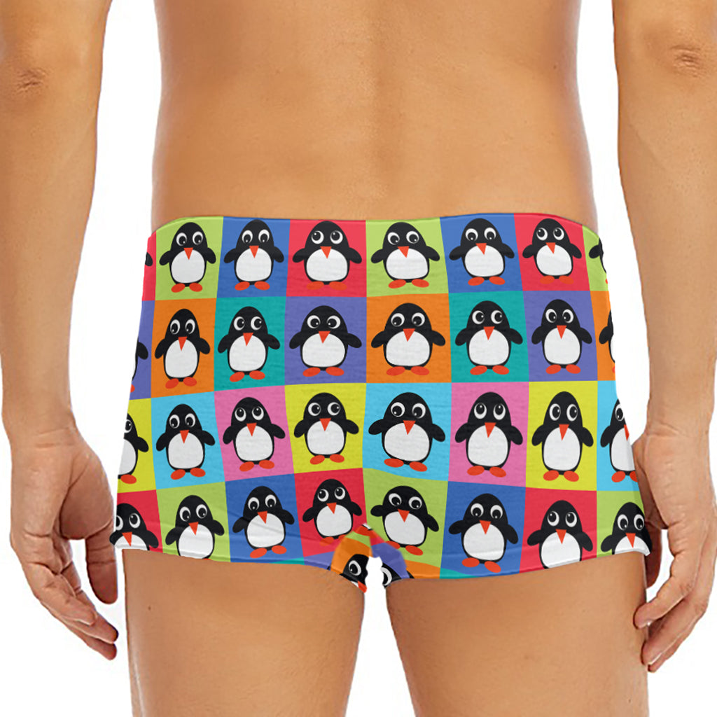 Cute Colorful Penguin Pattern Print Men's Short Boxer Briefs