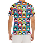 Cute Colorful Penguin Pattern Print Men's Short Sleeve Rash Guard