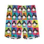 Cute Colorful Penguin Pattern Print Men's Sports Shorts