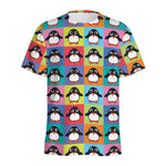 Cute Colorful Penguin Pattern Print Men's Sports T-Shirt