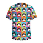Cute Colorful Penguin Pattern Print Men's Sports T-Shirt