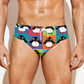 Cute Colorful Penguin Pattern Print Men's Swim Briefs
