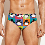 Cute Colorful Penguin Pattern Print Men's Swim Briefs