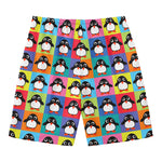 Cute Colorful Penguin Pattern Print Men's Swim Trunks
