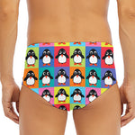 Cute Colorful Penguin Pattern Print Men's Triangle Swim Briefs