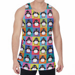Cute Colorful Penguin Pattern Print Men's Velvet Tank Top