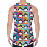 Cute Colorful Penguin Pattern Print Men's Velvet Tank Top