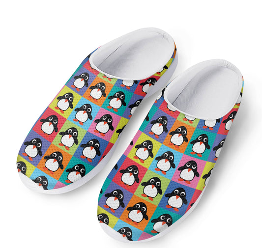 Cute Colorful Penguin Pattern Print Mesh Casual Shoes