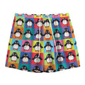 Cute Colorful Penguin Pattern Print Mesh Shorts