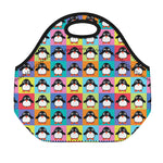 Cute Colorful Penguin Pattern Print Neoprene Lunch Bag