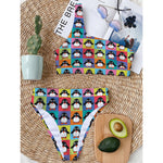 Cute Colorful Penguin Pattern Print One Shoulder Bikini Top