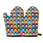 Cute Colorful Penguin Pattern Print Oven Mitts
