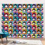 Cute Colorful Penguin Pattern Print Pencil Pleat Curtains