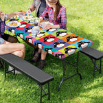 Cute Colorful Penguin Pattern Print Picnic Table Cover