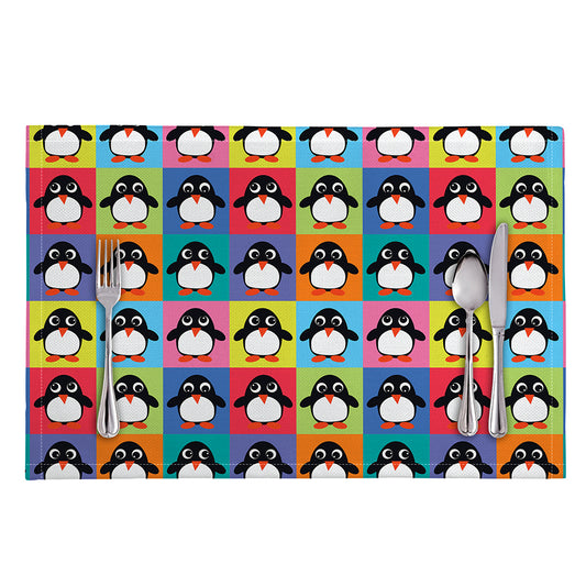 Cute Colorful Penguin Pattern Print Placemat