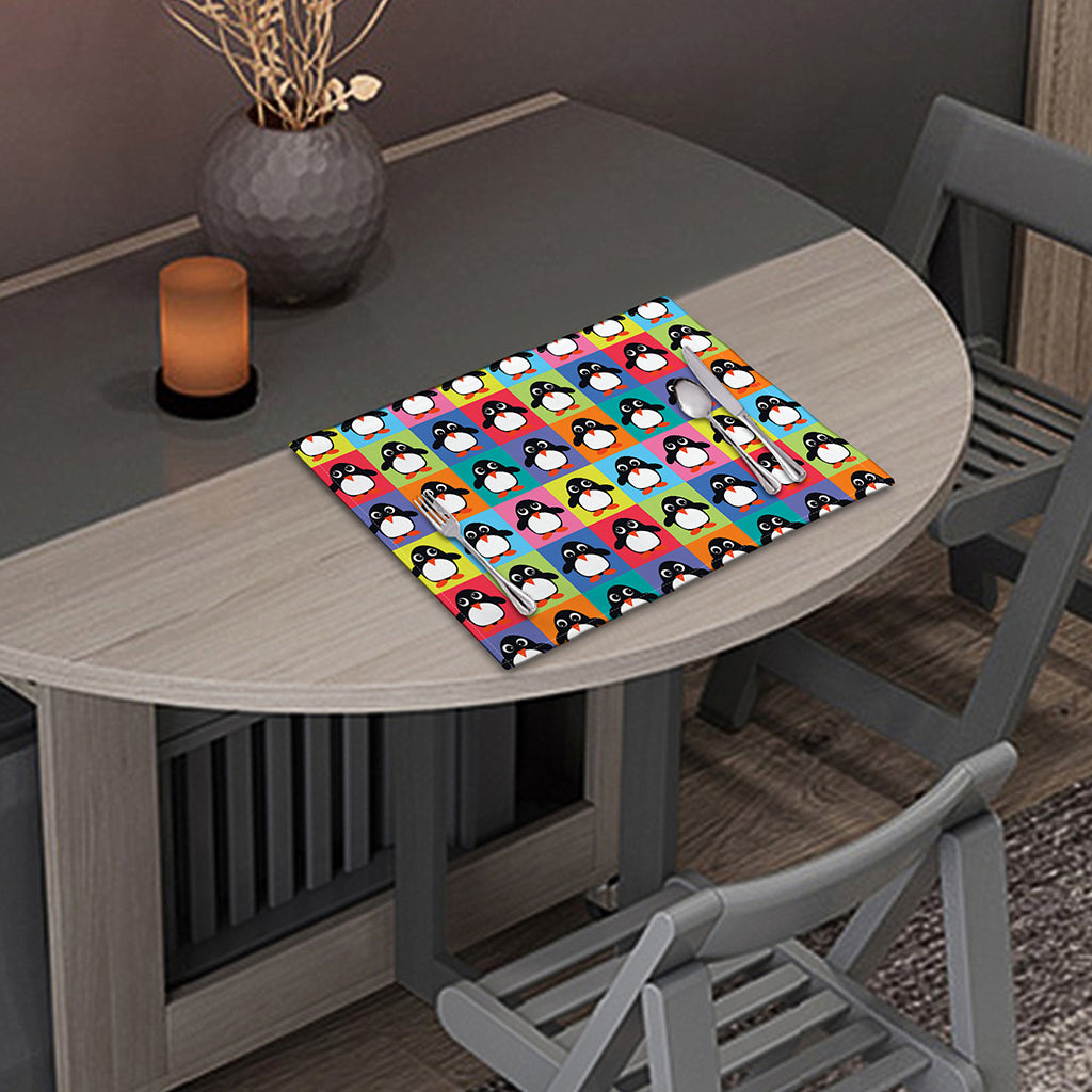 Cute Colorful Penguin Pattern Print Placemat