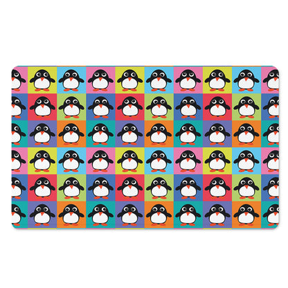 Cute Colorful Penguin Pattern Print Polyester Doormat