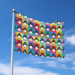 Cute Colorful Penguin Pattern Print Polyester Flag