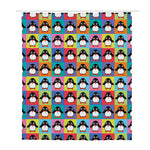 Cute Colorful Penguin Pattern Print Polyester Shower Curtain
