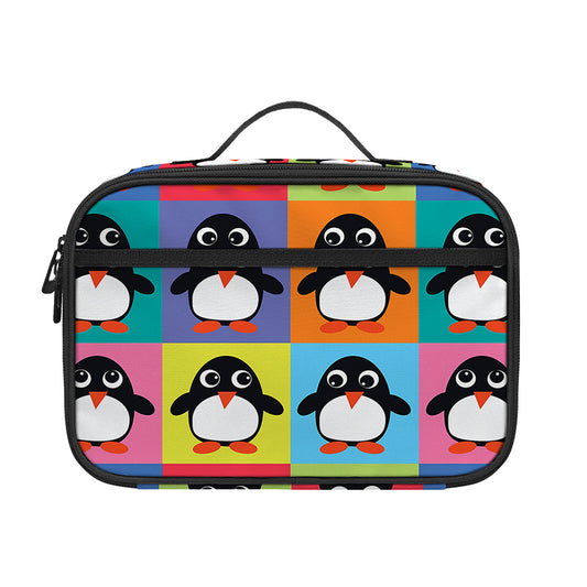 Cute Colorful Penguin Pattern Print Portable Lunch Bag
