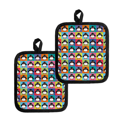 Cute Colorful Penguin Pattern Print Pot Holders