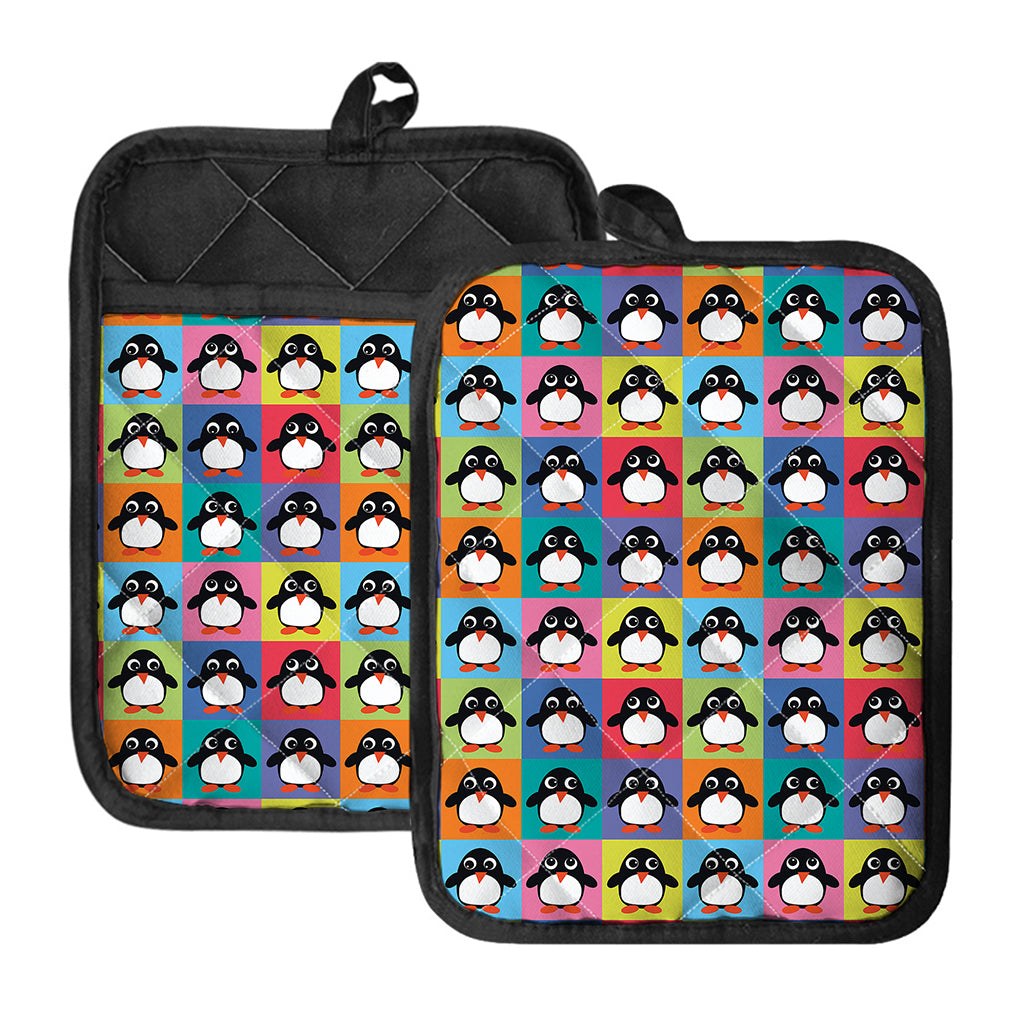Cute Colorful Penguin Pattern Print Pot Holders With Pocket