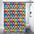Cute Colorful Penguin Pattern Print Premium Shower Curtain