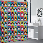 Cute Colorful Penguin Pattern Print Premium Shower Curtain