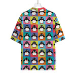 Cute Colorful Penguin Pattern Print Rayon Hawaiian Shirt