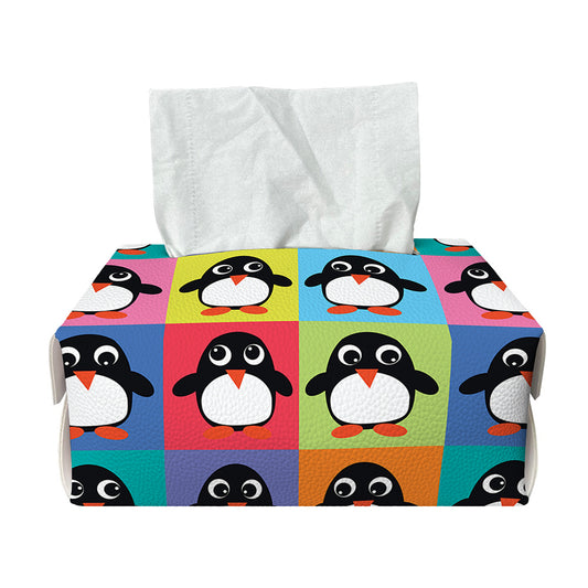 Cute Colorful Penguin Pattern Print Rectangle Tissue Box Cover