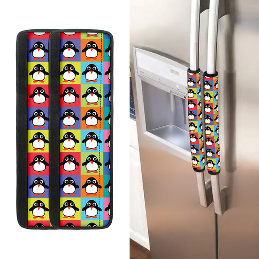 Cute Colorful Penguin Pattern Print Refrigerator Handle Covers