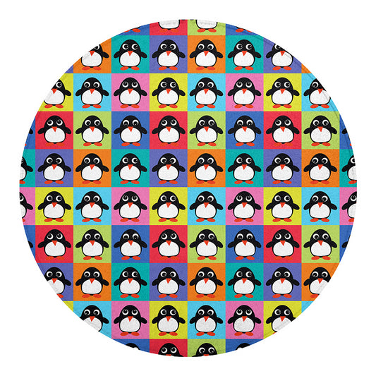 Cute Colorful Penguin Pattern Print Round Blanket