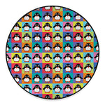 Cute Colorful Penguin Pattern Print Round Floor Mat