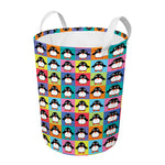 Cute Colorful Penguin Pattern Print Round Laundry Basket