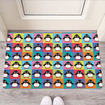 Cute Colorful Penguin Pattern Print Rubber Doormat