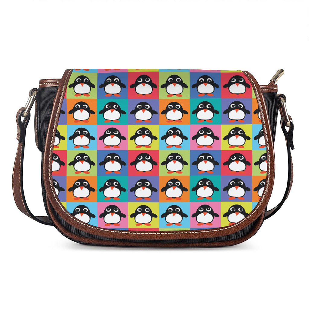 Cute Colorful Penguin Pattern Print Saddle Bag