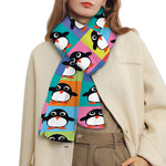 Cute Colorful Penguin Pattern Print Scarf