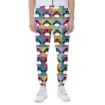 Cute Colorful Penguin Pattern Print Scuba Joggers