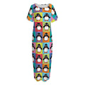 Cute Colorful Penguin Pattern Print Short Sleeve Long Nightdress