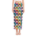 Cute Colorful Penguin Pattern Print Side Slit Maxi Skirt