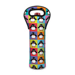 Cute Colorful Penguin Pattern Print Single Neoprene Wine Tote