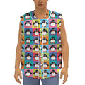 Cute Colorful Penguin Pattern Print Sleeveless Baseball Jersey