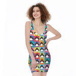 Cute Colorful Penguin Pattern Print Sleeveless Bodycon Dress