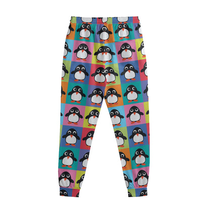 Cute Colorful Penguin Pattern Print Sweatpants
