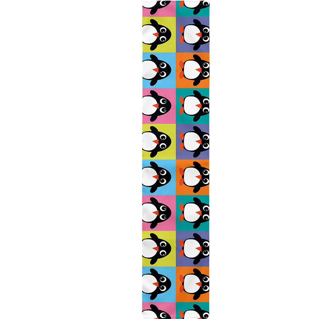 Cute Colorful Penguin Pattern Print Table Runner
