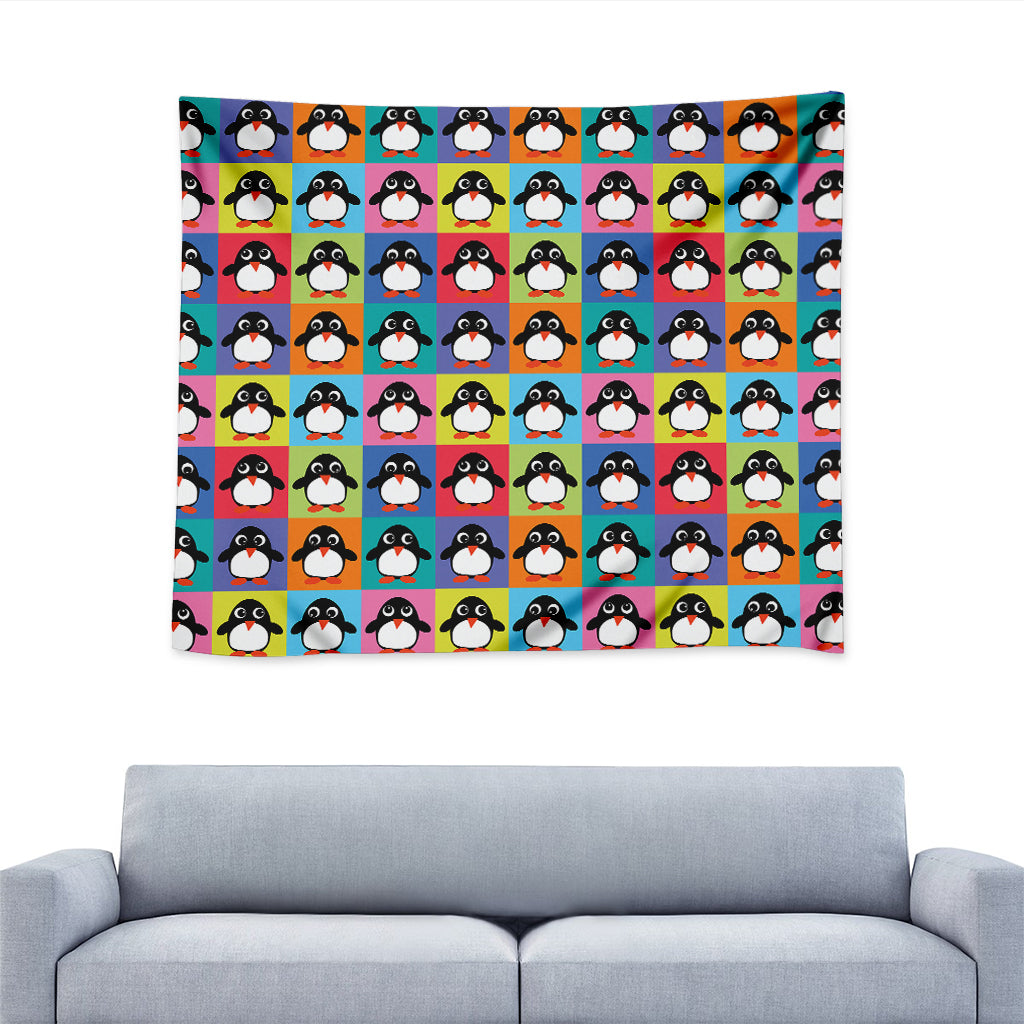 Cute Colorful Penguin Pattern Print Tapestry