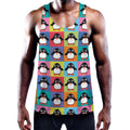 Cute Colorful Penguin Pattern Print Men's Workout Tank Top
