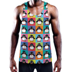 Cute Colorful Penguin Pattern Print Training Tank Top