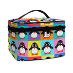 Cute Colorful Penguin Pattern Print Travel Makeup Bag